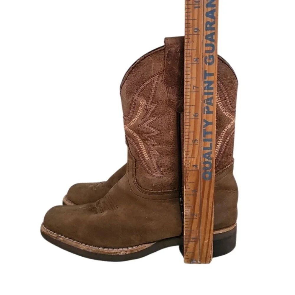 J.B. Dillon Kids Brown Leather Cowboy Boots Youth Size 13 Western Rodeo Unisex